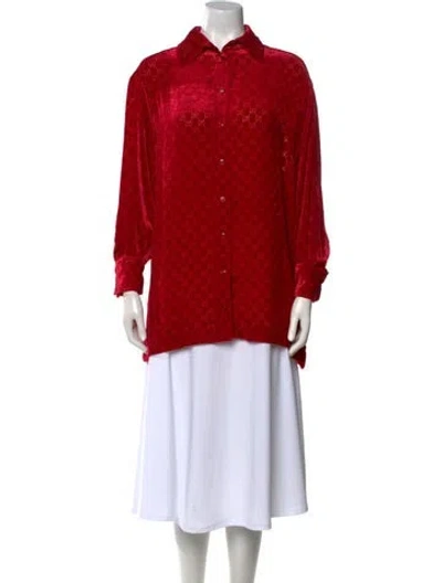 Pre-owned Gucci Silk Long Sleeve Tunic In Red