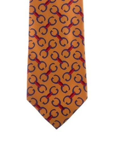 Pre-owned Gucci Silk Mens Tie In Orange