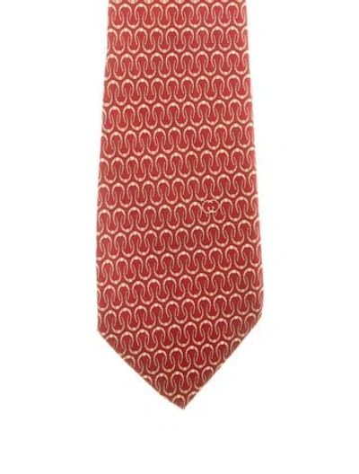 Pre-owned Gucci Silk Mens Tie In Red