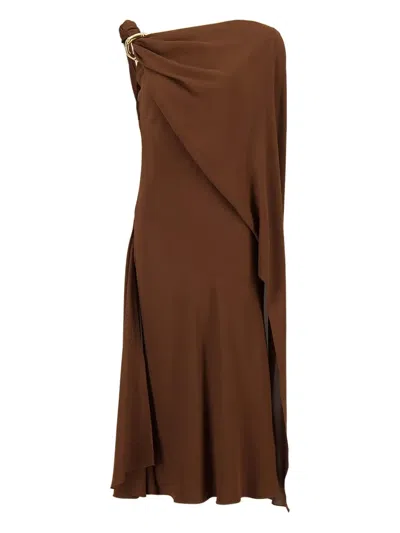 Gucci Silk Midi Dress In Brown