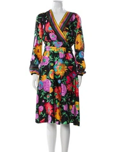 Pre-owned Gucci Silk Midi Length Dress In Black