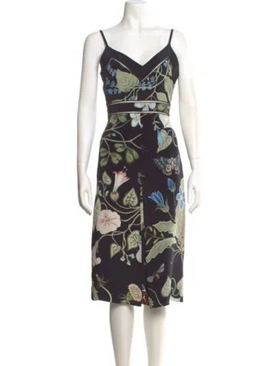 Pre-owned Gucci Silk Midi Length Dress In Black