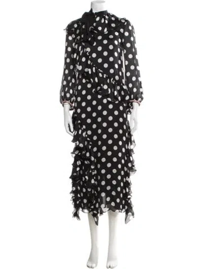 Pre-owned Gucci Silk Midi Length Dress In Black