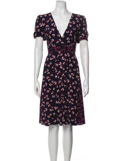 Pre-owned Gucci Silk Midi Length Dress In Blue