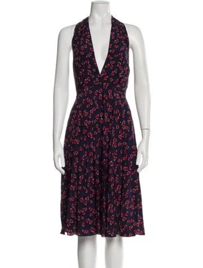 Pre-owned Gucci Silk Midi Length Dress In Blue