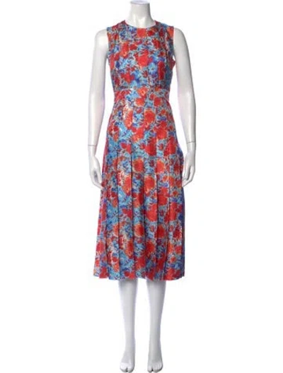 Pre-owned Gucci Silk Midi Length Dress In Blue