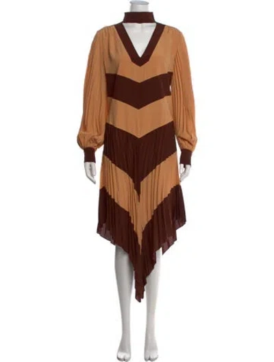 Pre-owned Gucci Silk Midi Length Dress In Brown/orange