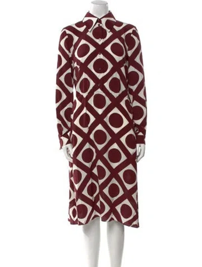 Pre-owned Gucci Silk Midi Length Dress In Burgundy