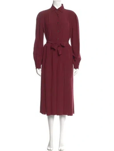 Pre-owned Gucci Silk Midi Length Dress In Burgundy