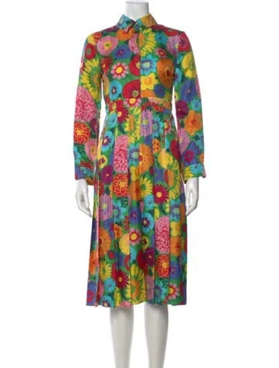 Pre-owned Gucci Silk Midi Length Dress In Green