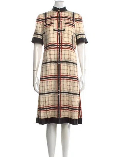 Pre-owned Gucci Silk Midi Length Dress In Neutral