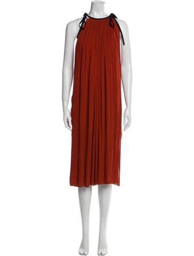 Pre-owned Gucci Silk Midi Length Dress In Orange