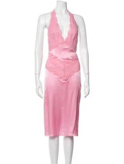 Pre-owned Gucci Silk Midi Length Dress In Pink