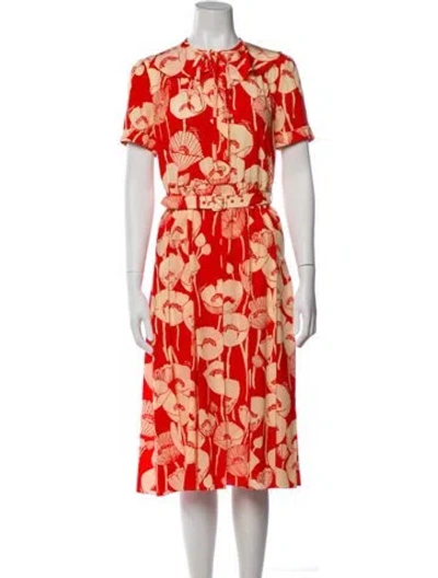 Pre-owned Gucci Silk Midi Length Dress In Red