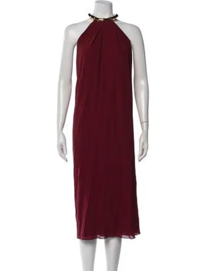 Pre-owned Gucci Silk Midi Length Dress In Red