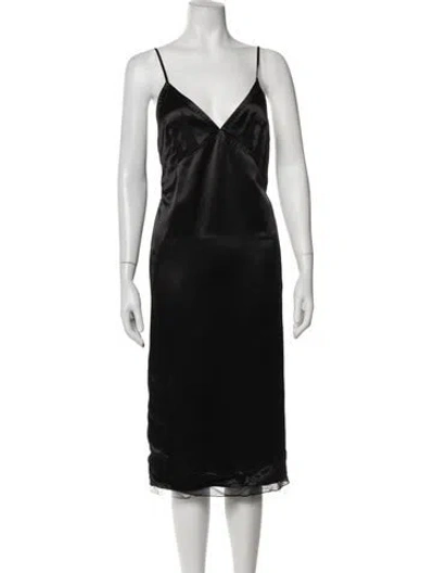 Pre-owned Gucci Silk Midi Length Dress W/ Tags In Black