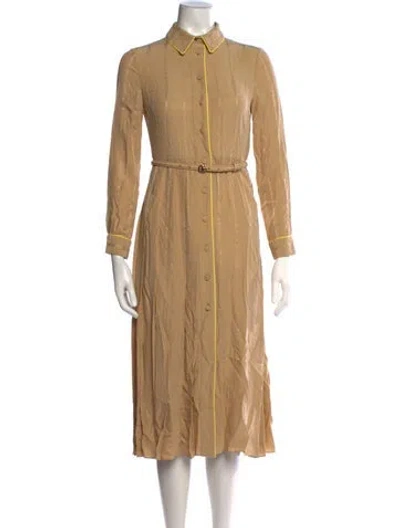 Pre-owned Gucci Silk Midi Length Dress W/ Tags In Neutrals