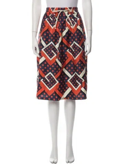 Pre-owned Gucci Silk Midi Length Skirt In Blue