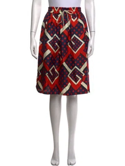 Pre-owned Gucci Silk Midi Length Skirt In Blue