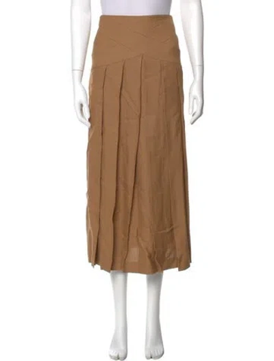 Pre-owned Gucci Silk Midi Length Skirt In Brown