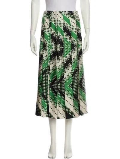 Pre-owned Gucci Silk Midi Length Skirt In Green