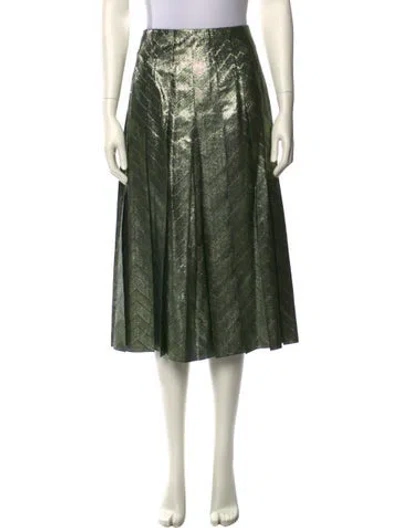 Pre-owned Gucci Silk Midi Length Skirt In Green
