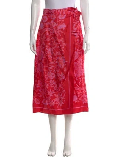 Pre-owned Gucci Silk Midi Length Skirt W/ Tags In Red