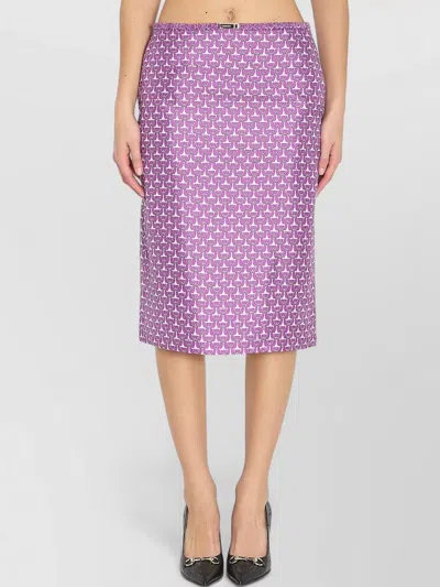 Gucci Silk Midi Skirt All Over Morsetto In Pink