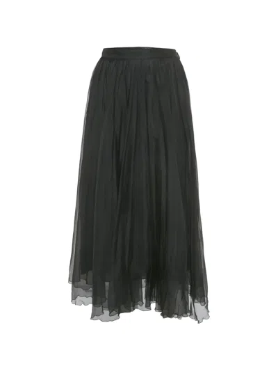 Pre-owned Gucci Silk Midi Skirt In Black