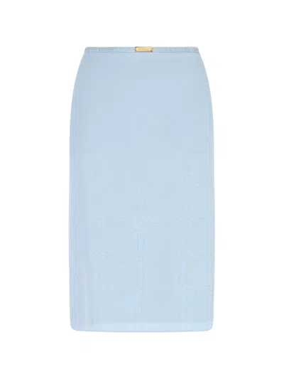 Gucci Silk Midi Skirt In Blue