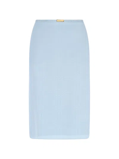 Gucci Silk Midi Skirt In Blue