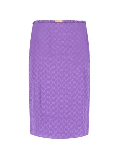 Gucci Silk Midi Skirt In Purple