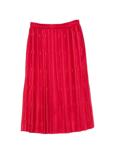 Gucci Silk Midi Skirt In Red