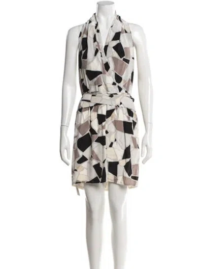 Pre-owned Gucci Silk Mini Dress In Grey