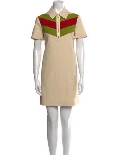 Pre-owned Gucci Silk Mini Dress In Neutral