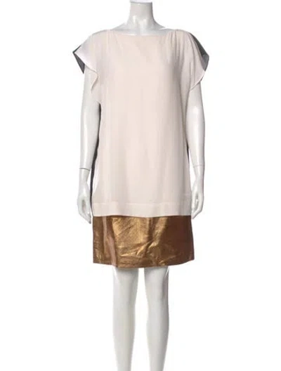 Pre-owned Gucci Silk Mini Dress In Neutral