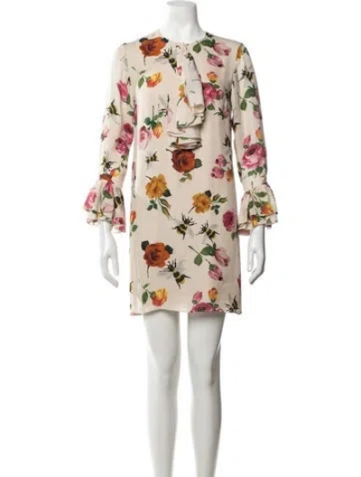 Pre-owned Gucci Silk Mini Dress In Neutrals