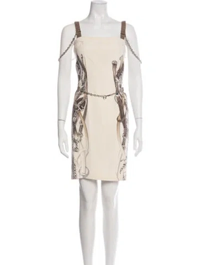 Pre-owned Gucci Silk Mini Dress In Neutrals