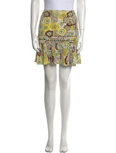 Pre-owned Gucci Silk Mini Skirt In Yellow