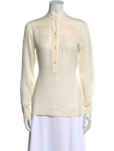 Pre-owned Gucci Silk Mock Neck Blouse In Neutral