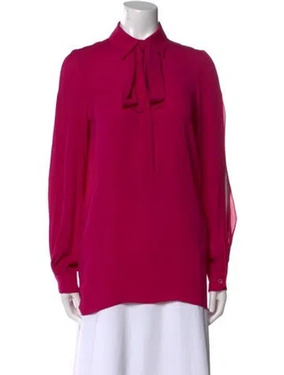 Pre-owned Gucci Silk Mock Neck Blouse In Pink