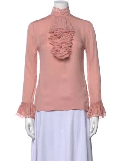 Pre-owned Gucci Silk Mock Neck Blouse In Pink