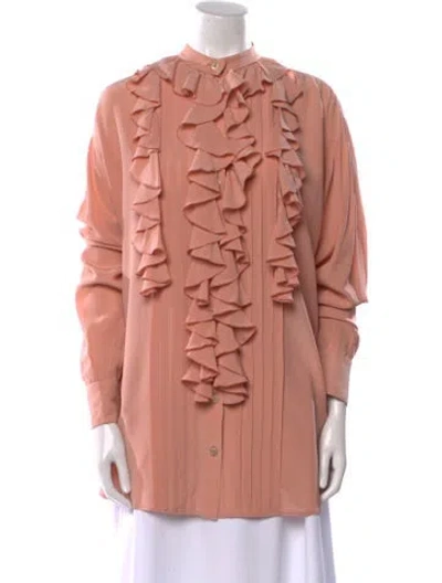 Pre-owned Gucci Silk Mock Neck Tunic In Pink