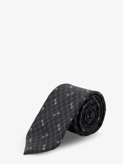 Gucci Silk Morset Tie In Black