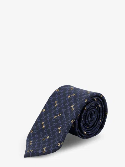 Gucci Silk Morset Tie In Blue