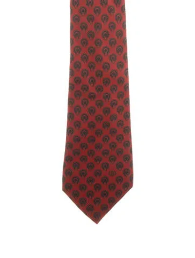 Pre-owned Gucci Silk Neck Tie In Burgundy