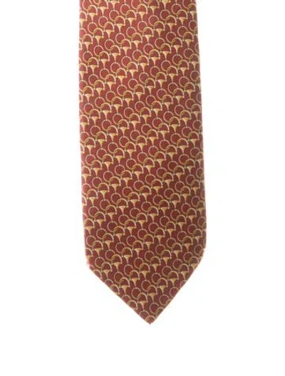 Pre-owned Gucci Silk Neck Tie In Burgundy