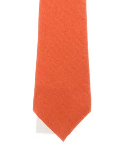 Pre-owned Gucci Silk Neck Tie In Orange