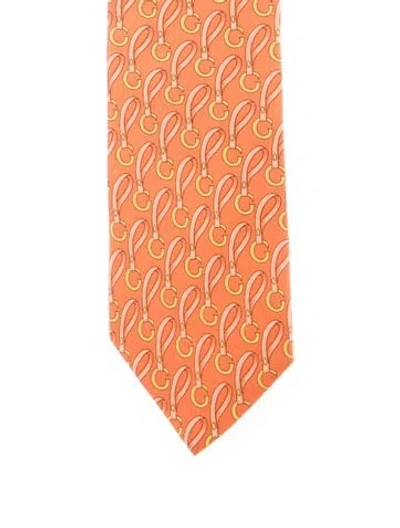 Pre-owned Gucci Silk Neck Tie In Orange