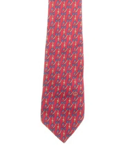 Pre-owned Gucci Silk Neck Tie In Red